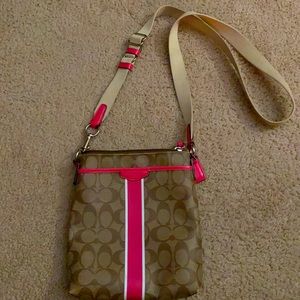 Tan and Pink Coach Crossbody